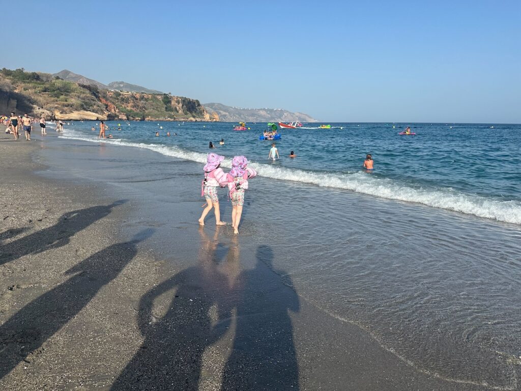 The girls enjoying beach time in Spain